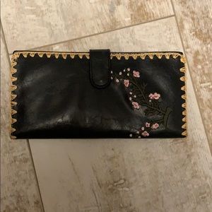 Pleather embroiled wallet